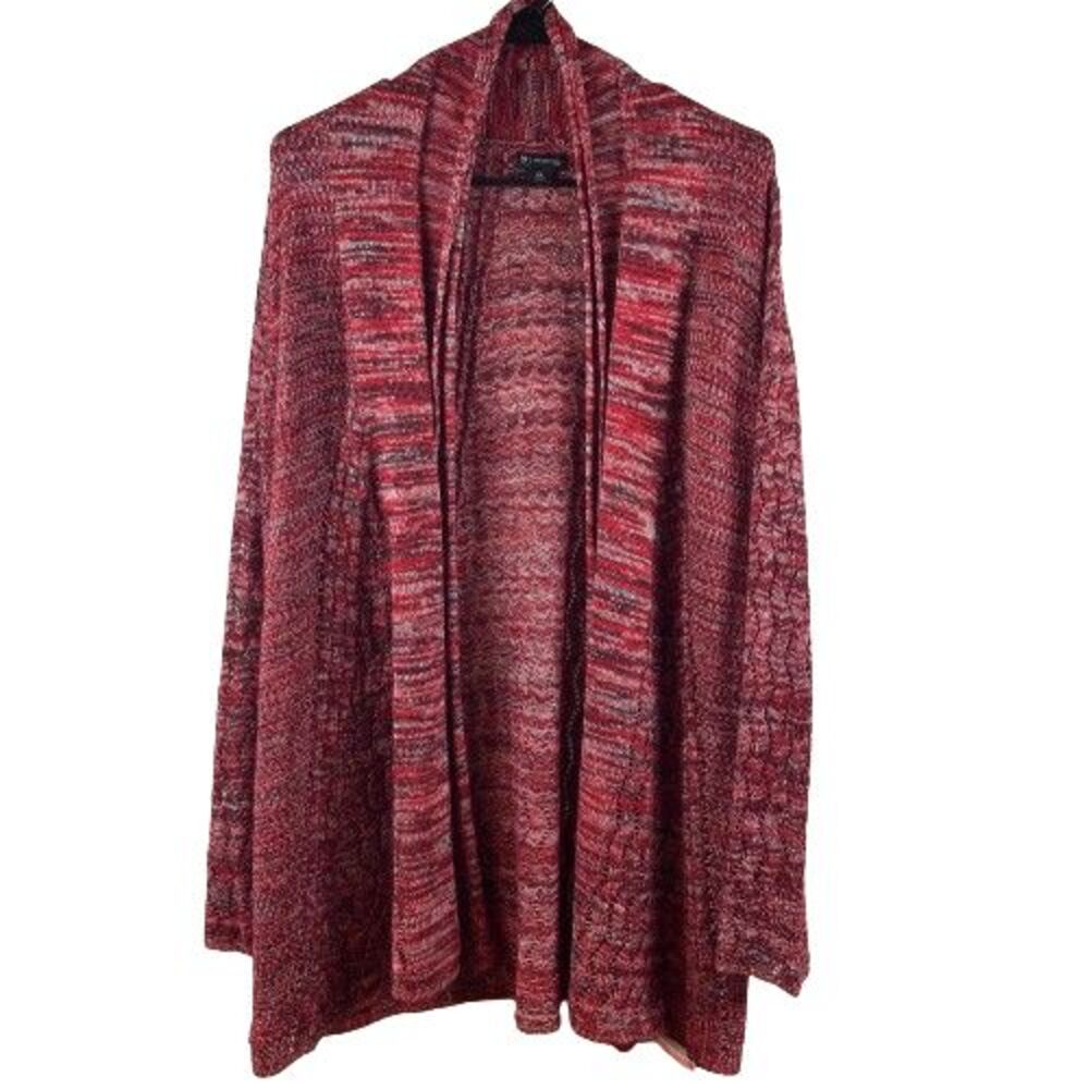 New Directions Sweater Women's PXL Red Open Front Cardigan Knit